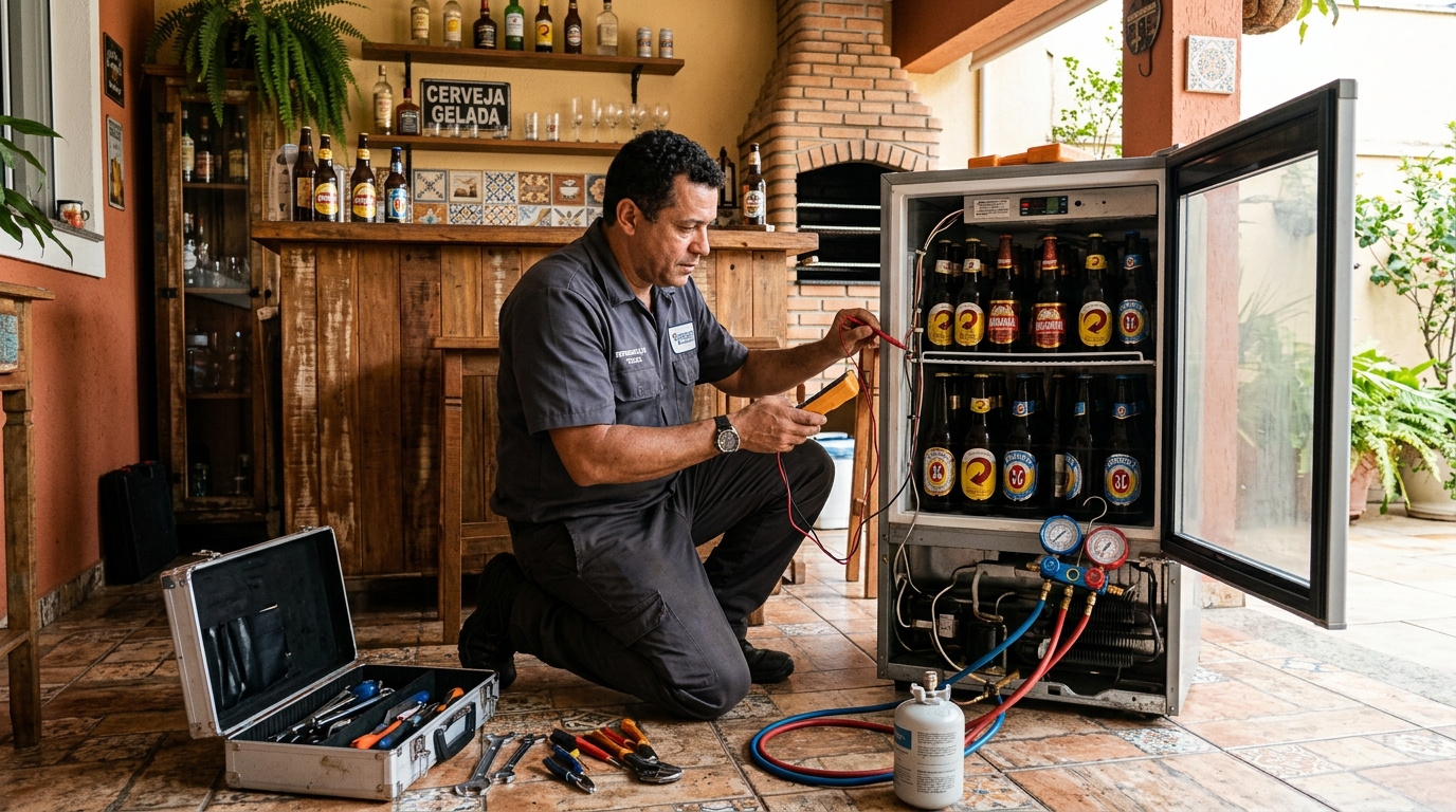 Aplicação de gás refrigerante em cervejeira atendida em Cotia‑SP